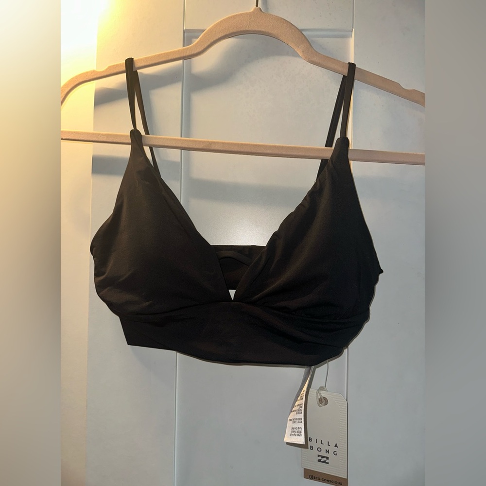 NWT Billabong Sol Searcher V-Neck Cami Bikini Top - Black Pebble - Picture 5 of 7